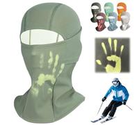Unisex Heat Reactive Balaclava,Temperature Sensitive Color Change Ski Mask,Windproof Thermal Full Head Wrap for Skiing Hiking (Green(Long))
