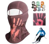 Unisex Heat Reactive Balaclava,Temperature Sensitive Color Change Ski Mask,Windproof Thermal Full Head Wrap for Skiing Hiking (Dark Red(Long))