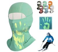 Unisex Heat Reactive Balaclava,Temperature Sensitive Color Change Ski Mask,Windproof Thermal Full Head Wrap for Skiing Hiking (Dark Green(Long))