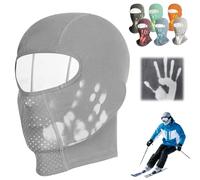 Unisex Heat Reactive Balaclava,Temperature Sensitive Color Change Ski Mask,Windproof Thermal Full Head Wrap for Skiing Hiking (Gray(Short))