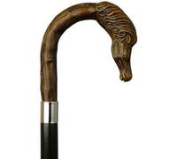 Unisex Horse Head Crook Black Maple Cane, Brown Handle -Affordable Gift! Item #DHAR-9140500 by HARVY