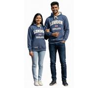 Unisex London England Hoodie Hooded Charcoal New 2020 Colour, vaquero azul, L
