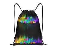 Unisex Mochila con Cordón Patrón de Globo de Feliz cumpleaños, con cordón Bolsa de Cordón, Robusto Saco de Deporte, para Adulto Playa 36X42cm