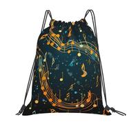 Unisex Mochila Cuerda Arte Abstracto de Notas Musicales de Galaxia Deporte Bolso de Gimnasia Moderno Deporte Gimnasio Bolsas para Viaje Acampada Playa 36X42cm