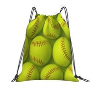 Unisex Mochila Cuerda Textura de softbol Amarilla Robusto Bolsas de Cuerdas para Hombre Vacaciones Mujer 36X42cm