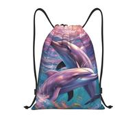 Unisex Mochila de Cuerda Arte de Delfines Deporte Bolso de Gimnasia con cordón Bolsas Cordon de Gimnasio para Viaje Hombre Nadar 36X42cm