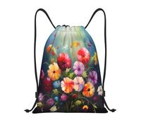 Unisex Mochila de Cuerda Impresión de Flores con Arte Floral Abstracto Gym Bag Manera Bolsas de Cuerdas para Hombre Acampada Vacaciones 36X42cm