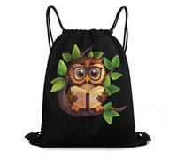 Unisex Mochila de Cuerda Un Lindo búho Lee un Libro Gym Bag Manera Bolsas de Cuerdas para Yoga Hombre Nadar 36X42cm