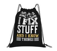 Unisex Mochila Plegable Eso es lo Que Hago, arreglo Cosas y sé Cosas Cómoda Bolsa de Cuerda Ajustable 36x42cm para Gimnasio,Entrenamiento
