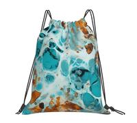 Unisex Mochilas Cordón Arte de mármol Verde Azulado Estampado de Vaca Verde Azulado Gym Sack Ajustable Bolsa de Cordón para Viaje Hombre Yoga 36X42cm