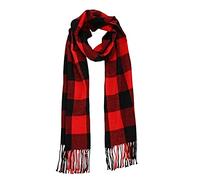 Unisex Moda Cálida Bufandas Bufandas Bufanda Niños Señoras Plaid Borla Bufandas, rojo, Talla única