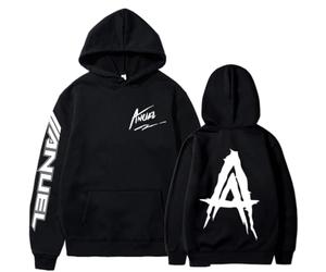 Unisex New Anuel AA Patrón Impreso Sudadera con Capucha Pareja Ropa Real hasta La Muerte Street Hip-Hop Sports Pullover 1,XS