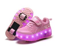 Unisex Niñas Niño LED Ligero USB Recargable Zapatillas con Ruedas Doble Ronda Automática de Skate de Patìn Zapatos Calzado de Deportes de Exterior