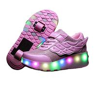 Unisex Niñas Niño LED Zapatillas con Ruedas Single Doble Ronda USB Recargable Neutra Automática de Skate de Zapatos de Deportes de Exterior