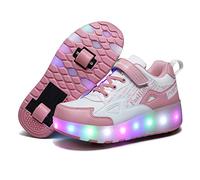 Unisex Niñas Niño LED Zapatillas con Ruedas Single Doble Ronda USB Recargable Neutra Automática de Skate de Zapatos de Deportes de Exterior