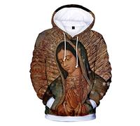 Unisex Our Lady of Guadalupe Print Hoodies Moda Retro Mexico Our Lady of Guadalupe 3D Print Sudadera con Capucha de Manga Larga