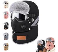 Unisex Outdoor Biking Hat with Goggles 5-in-1 Fleece Hat and Neck Warmer | Detachable Face Mask & Breathing Valve, Fleece Neck Warmer, Windproof Thermal Ski Mask Hood, Skiing, Motorcycle