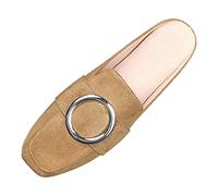 Unisex para hombre y mujer, invierno cálido sintético, cómodo invierno, mullidas, ligeras, abiertas, cálidas, forradas con piel, zapatillas transpirables de felpa, caqui, 36 EU