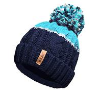 Unisex para Mujer para Hombre cálido Invierno Grueso Bloque de Color esquí Bobble pompón Sombrero con Acogedor Forro térmico de Felpa de Peluche