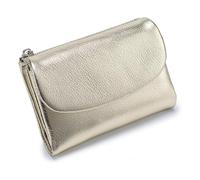 Unisex Pebble Leather Wallet, Genuine Leather Wallets For Women and Men, with Credit Card Holder, Coin Holder & Cash Slots (Light Gold)