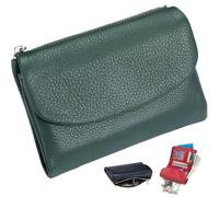 Unisex Pebble Leather Wallet, RFID Blocking Small Bifold with Coin Pocket, Card Slots & Bill Compartment, Compact Pebble Grain Wallet for Men & Women(Blue)