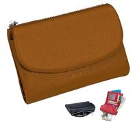 Unisex Pebble Leather Wallet, RFID Blocking Small Bifold with Coin Pocket, Card Slots & Bill Compartment, Compact Pebble Grain Wallet for Men & Women(Brown)