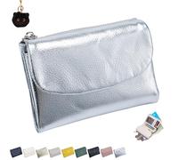 Unisex Pebble Leather Wallet, Short Genuine Leather Purse for Coins and Cards, Genuine Wallet for Women, Coin Holder & Cash Slots (Style-I)