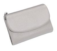 Unisex Pebble Leather Wallet, Short Genuine Leather Purse for Coins and Cards, Multicolor Clutch for Women, Small Compact Bifold Pocket Purse, Unisex Wallet (Gray-White)