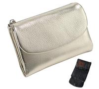 Unisex Pebble Leather Wallet,Short Leather Purse for Coins and Cards,Natural Stone Texture Small Purse with Zippered Pockets