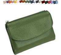 Unisex Pebble Leather Wallet, Small Wallets for Women, Genuine Leather Coin and Card Wallet, Unisex Clutch Bags (Olive Green)