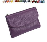 Unisex Pebble Leather Wallet, Small Wallets for Women, Genuine Leather Coin and Card Wallet, Unisex Clutch Bags (Light Purple)