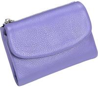 Unisex Pebble Leather Wallet, Small Wallets for Women, Women's Genuine Leather Coin Purse with Credit Card Holder, Small Compact Bifold Pocket Purse Multicolor, for Men & Women (Lavender Purple)
