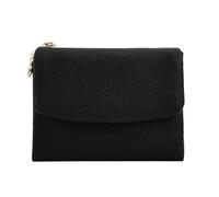 Unisex Pebble Leather Wallet, Small Wallets Woman with Three-Fold, Soft Leather Wallets, Multiple Card Slots and Large Capacity, with Credit Card Holder Coin Holder & Cash Slots (Black)
