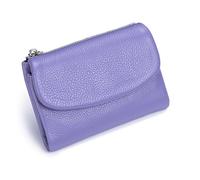 Unisex Pebble Real Leather RFID Wallet - Slim Bifold Zipper Wallet with ID Windows with Coin Pockets, Card Slots & Cash Holder - Scratch Resistant, Waterproof, Travel-Friendly (E-Light purple)