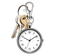 Unisex Pocket Clip Watch, Round Timepiece, Quiet Travel Clock, 8.2x4x0.7cm, Portable Backpack Watch Accessory, Easy-Read Face, School, Work, Outdoor, Everyday Use Sets, negro, riferimento alla