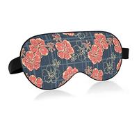 Unisex Sleep Eye Mask Hibiscus Flroal Rayas Navy Plaid Night Sleeping Mask Cómodo Eye Sleep Shade Cover