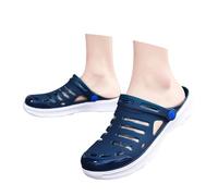 Unisex Summer Clog Sandals For Outdoor Beach Garden Relaxation Breathable Semi Enclosed Casual Slipper (Navy, 44) #164