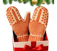 Unisex Thermal Gloves - Orange Warm Portable Mittens with Reflective Detail, Durable All Weather | for Snow Sports Camping Hiking Running Dog Walking Outdoor