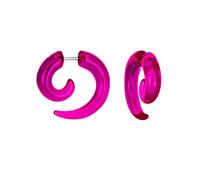 Unisex Translúcido De Neón Rosa Fucsia Gran Espiral Redonda Tribal Fake Ear Plug Taper Pendientes De Resina Acrílica De Acero Quirúrgico Mujeres Hombres Adolescente