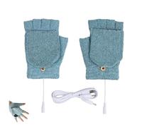 Unisex USB Winter Hands Warmer,Upgraded Heated Warm Fingerless Glove with Cover for Cold,Washable Knitting Typing Glove (Green)