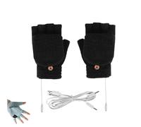 Unisex USB Winter Hands Warmer,Upgraded Heated Warm Fingerless Glove with Cover for Cold,Washable Knitting Typing Glove (Black)
