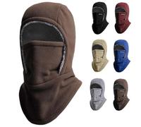 Unisex Winter Warm Neck Mask Ear Protection One Piece Hat, Thermal Fleece Full Face Mask for Outdoor Sports (Brown)