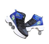 Unisex Zapatillas Altas 2 en 1 | Patines de 4 Ruedas para Niños con Ruedas Desmontables de Doble Fila | Zapatillas 2 en 1 con Deformación Invisible y Automática(Black,41)