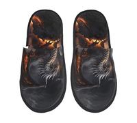Unisex Zapatillas De Casa Dragón De Fuego Genial Zapatos Memory Foam Casa Lavable Women'S Slippers Cómodas Felpa Casa Zapatillas Para Invitados Invierno Otoño M