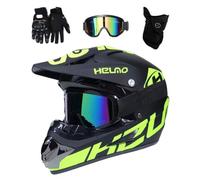 Unisexo Integral Casco de Motocross, con Gafas Guantes Mascarilla, Juventud Niño Todoterreno Moto BMX MTB ATV Cascos, Cuesta Abajo Quad Dirt Bike Enduro Casco, Regalo para Niño y Niña(Light Green,M/54