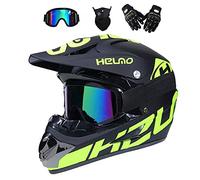 Unisexo Integral MTB Casco de Motocross, con Gafas Mascarilla Guantes, Juventud Niño Fuera de La Carretera Moto ATV Scooter Chocar Casco, Cuesta Abajo Quad Dirt Bike Enduro Casco(Light Green,S/52-53CM