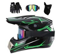 Unisexo MTB Casco de Motocross, con Gafas Guantes Mascarilla, Juventud Niño Integral Todoterreno Calle Moto ATV Cascos, Deporte Al Aire Libre Descenso Enduro BMX Dirt Bike Casco(Negro,L/56-57CM)