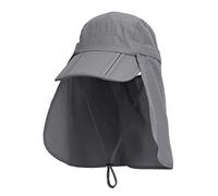 Unisexo Safari Cap con Protector de Cuello Anti UV Abatible Gorra de Béisbol para Acampar al Aire Libre - 56-60 / L Gris Oscuro