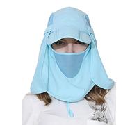 Unisexo Safari Cap con Protector de Cuello Anti UV Abatible Gorra de Béisbol para Acampar al Aire Libre - 56-60 / L Azul Claro