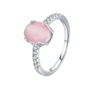 Unisize - Anillo de propuesta de matrimonio con ópalo y oro blanco, Oro blanco de 14 quilates, Ópalo